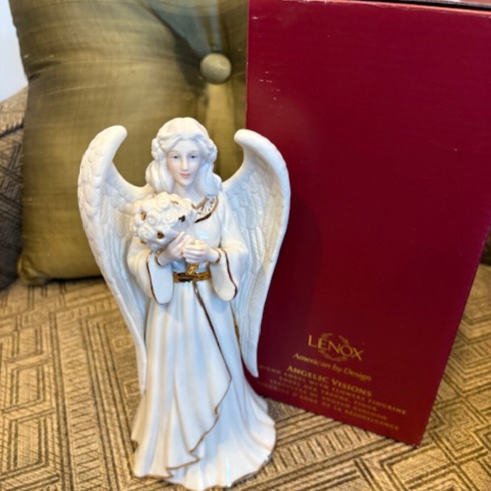 Lenox Angelic Visions-Friend Angel with flowers figure